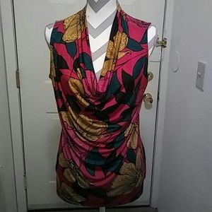 Worthington Lg sleeveless multi colored top